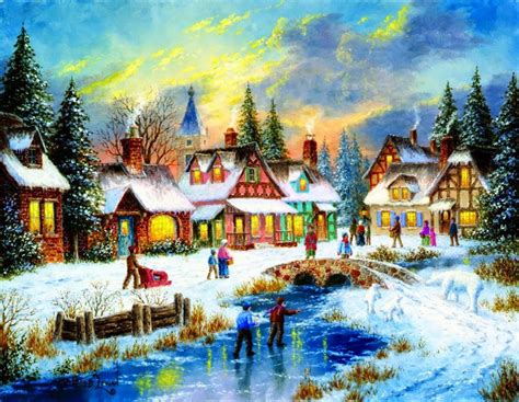 Classic Vintage Style Christmas Celebration Paintings For Kids Story