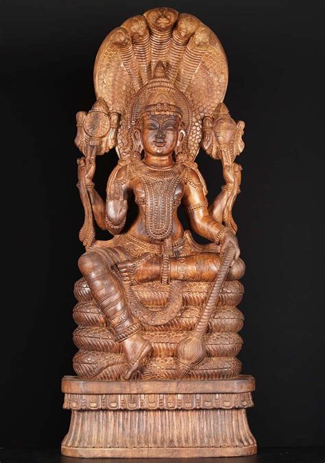 Sold Wood Vishnu Seated On Ananta Sesha 36 76w2bf Hindu Gods And Buddha Statues