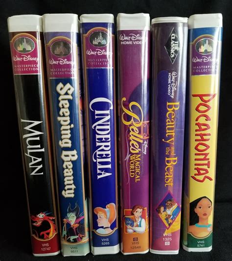 Walt Disney Masterpiece Collection Vhs Tapes Lot Of 6 Princess Movies Princess Movies Vhs