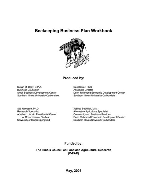 Sample Of Honey Bee Business Plan Pdf Fill Online Printable