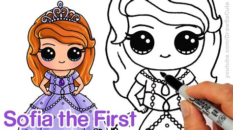 how to draw sofia the first step by step chibi disney princess cute disney princess drawings