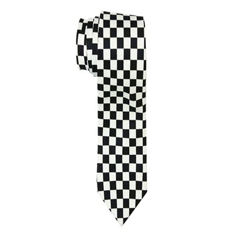 Black White Checkered Skinny Necktie Slim Soft Classy Men Women Unisex Tie Ebay