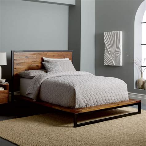 Evergreen premium fabric platform bed. Logan Industrial Platform Bed - Natural | west elm