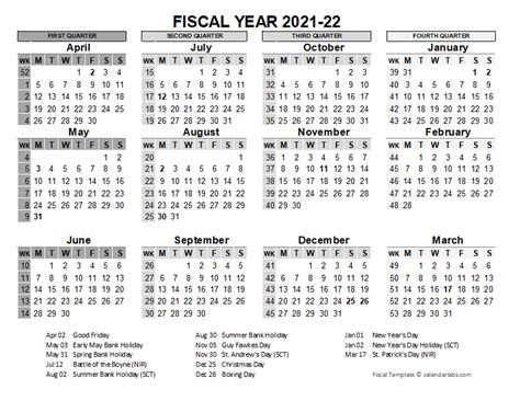 If an individual wants to use a fiscal year instead of a calendar year, he must maintain records with dates that reflect the new fiscal accounting period. 2021-2022 Fiscal Calendar UK Template - Free Printable ...