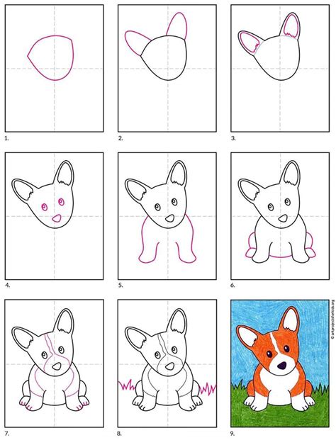 Easy How To Draw A Puppy Tutorial And Puppy Coloring Page