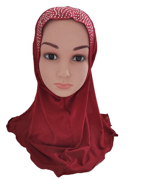 Girls Kids Muslim Hijab Hats Islamic Arab Scarf Caps Shawls Amira