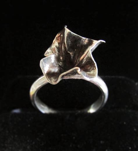 Sterling And Fine Silver Flower Ring Etsy