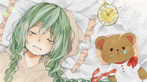 Vocaloid Hatsune Miku Tears Long Hair Ribbons Green Hair Pillows