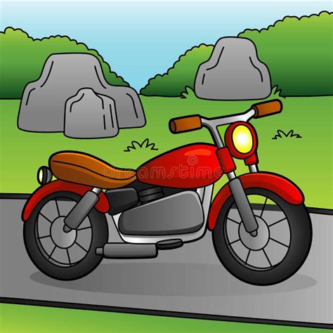 Motorcycle Cartoon Colored Vehicle Illustration Stock Vector