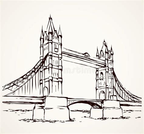 Tower Bridge London Uk Hand Drawn Vector Illustration Stock Vector