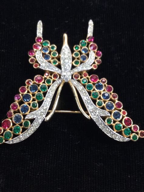 Trifari Jewels Of India Jeweltone Encrusted Butterfly Gem