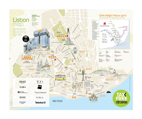 Large Detailed Lisbon City Travel Map Lisbon Portugal Europe