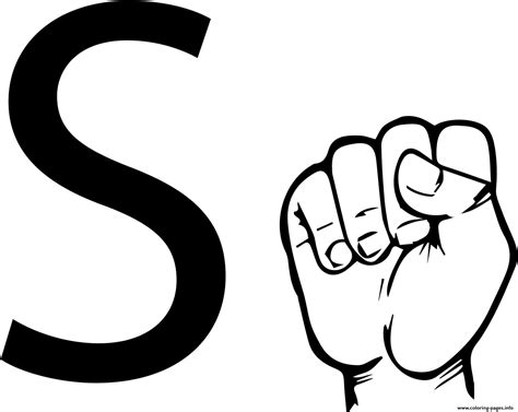 Asl Sign Language Letter S Coloring Pages Printable