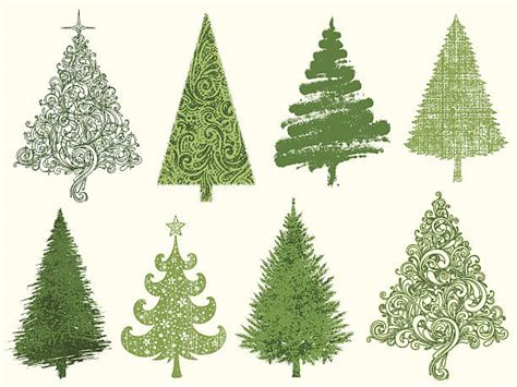 Royalty Free Rustic Christmas Trees Clip Art Vector Images