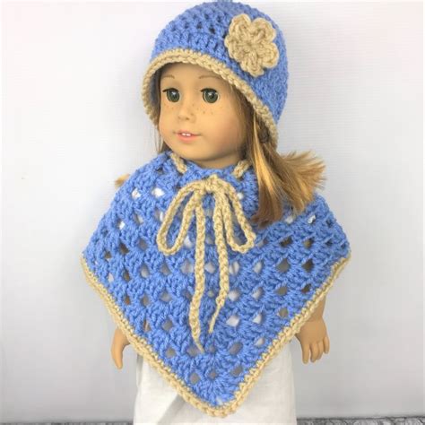 This dress, bonnet and bag is pretty and has a lovely design. Free 18" Crochet Doll Poncho Pattern - Adoring Doll ...