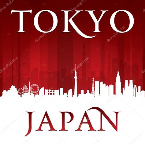 Tokyo Japan City Skyline Silhouette Red Background Stock Vector By