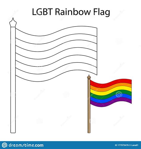 For kids & adults you can print flag or color online. LGBT Rainbow Flag. Vector Illustration. Coloring Book For ...
