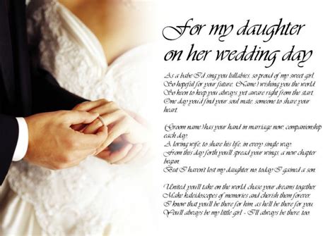 Personalised Poem Poetry For Bride Daughter From Dad On Wedding Day Laminated Mother Daughter