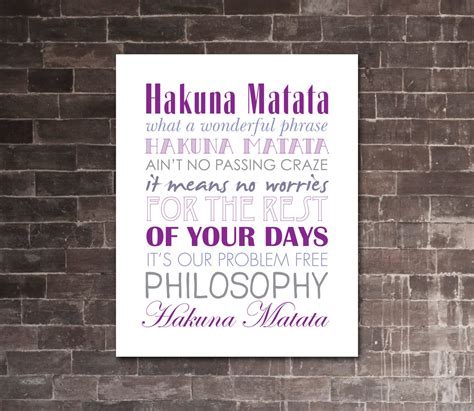 LION KING Hakuna Matata PRINTABLE Lyrics Artwork By JaydotCreative