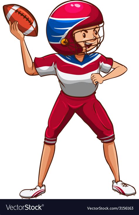 A Drawing Of An American Football Player Vector Image