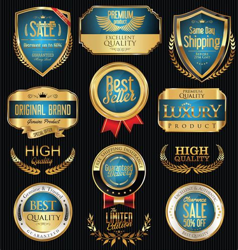 Luxury Premium Golden Badges And Labels 437252 Download Free Vectors