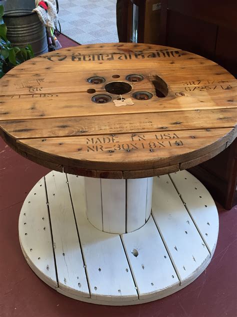Hand painted spool Table made from old cable spool. #cablespooltables