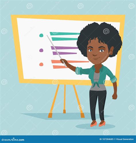 African Teacher Black Young Woman Professor Standing Cartoon Vector