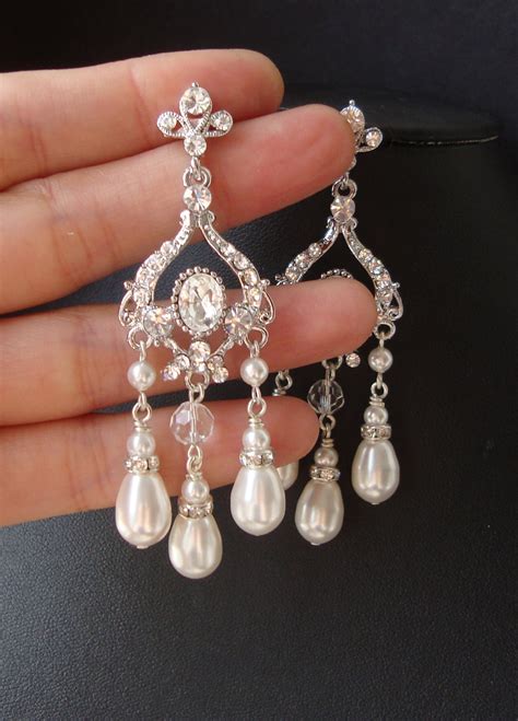 Pearl Chandelier Bridal Earrings Vintage Art Deco Wedding Etsy