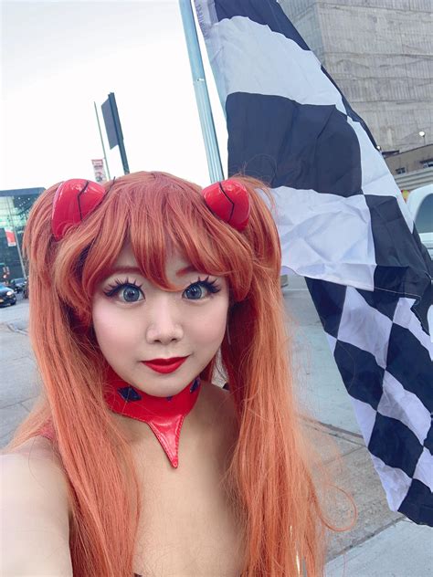 Racing Asuka Cosplay Selfie R Evangelion