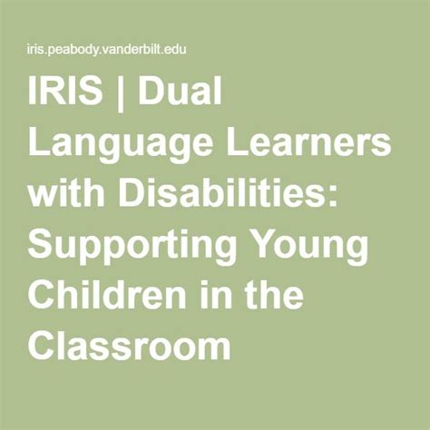 Iris Dual Language Learners With Disabilities Supporting Young