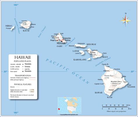 Labeled Hawaii Map Printable  World Map Blank and Printable