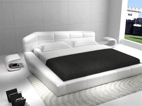 Vilenno Queen Size Modern Style Round Leather Platform Bed White Ebay