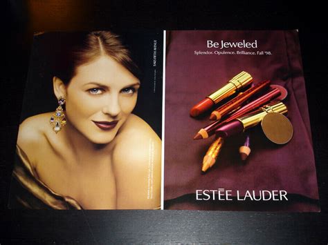 Vintage Estee Lauder Cosmetics 2 Pg Print Ad 1998 Elizabeth Hurley