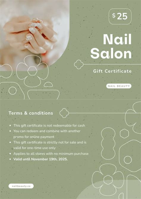 Nail Salon T Certificate Free Cards Template Piktochart