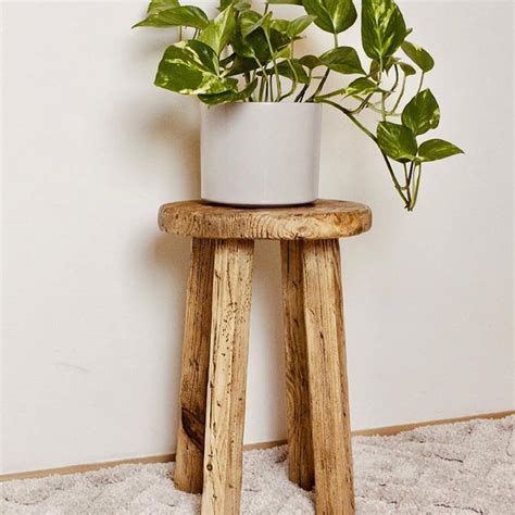 100wooden Plant Stand Round Stool Rustic Plant Stand Etsy