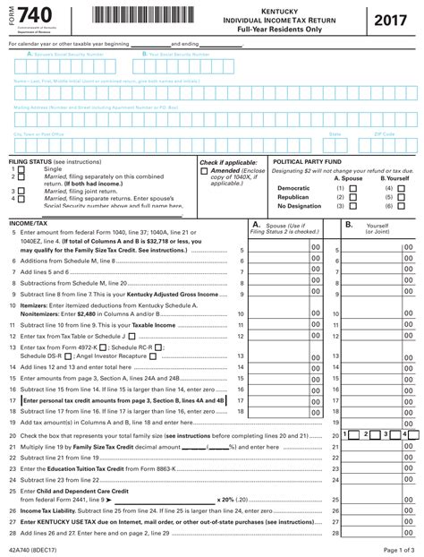 Form 740 Download Fillable Pdf Or Fill Online Kentucky Individual