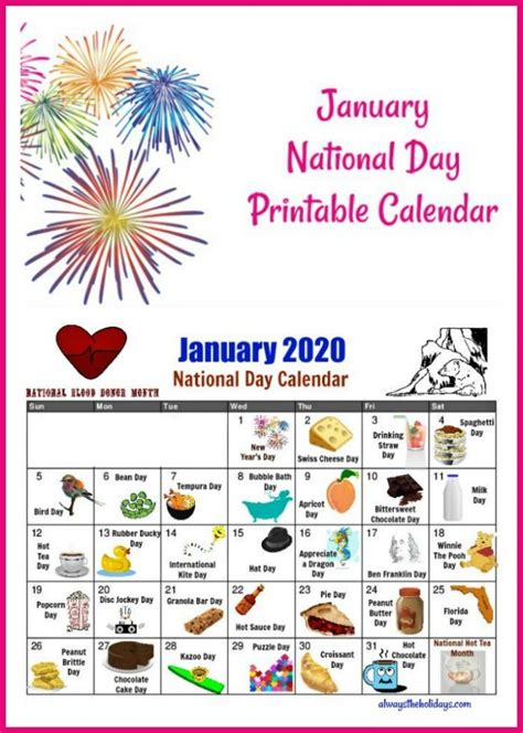 January National Day Calendar Free Printable Calendars National Day