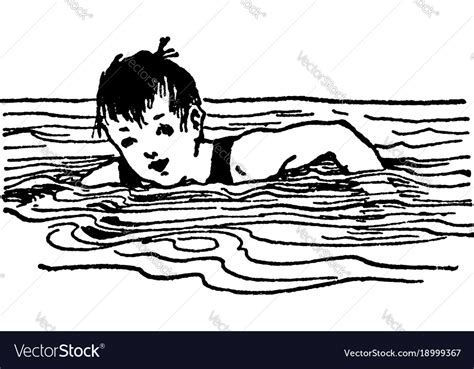 Young Boy Swimming Vintage Royalty Free Vector Image