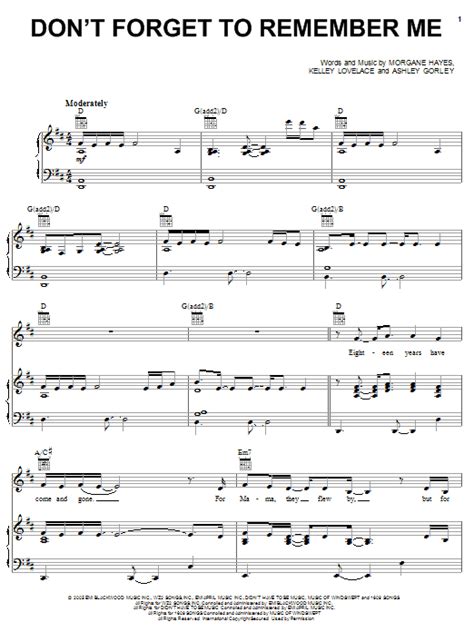 Dont Forget To Remember Me Sheet Music Direct