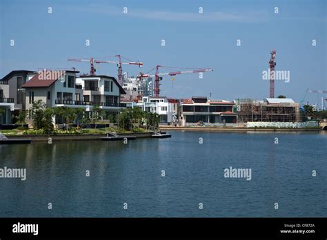 Waterfront luxury homes and condominium apartments are seen at Sentosa