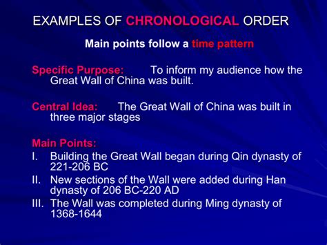 Examples Of Chronological Order