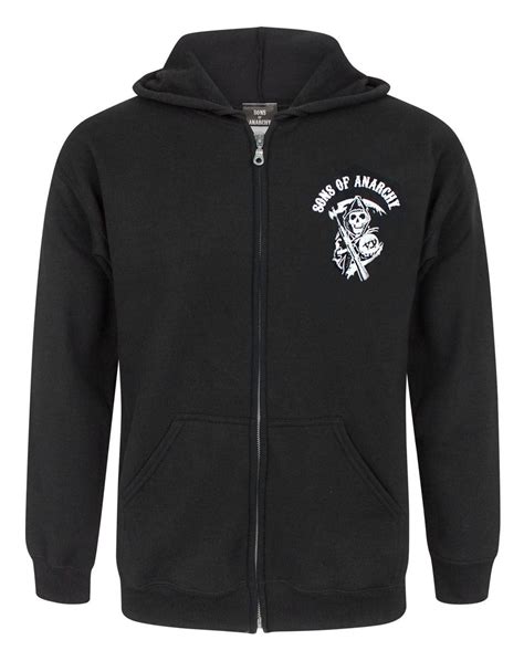 Sons Of Anarchy Samcro Reaper Logo Mens Zipper Hoodie Jacket — Vanilla