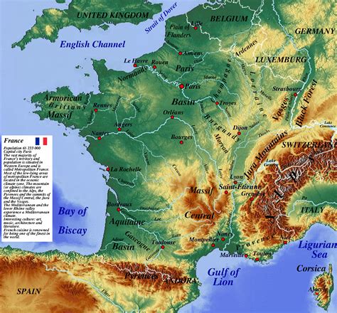 Geographical Map Of France Topography And Physical Features Of France