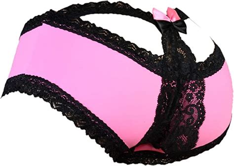 Sissy Pouch Panties Mens Bikini Briefs Lace Underwear For Men Pink