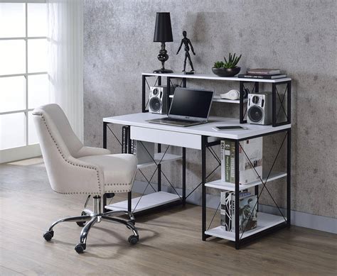 Modern life desk in white finish with gold metal legs contemporary from every angle, the modern life writing desk in matte finish adds charm and sophistication to any space. Home Office Computer Desk White AMIEL 92879 Acme Modern ...
