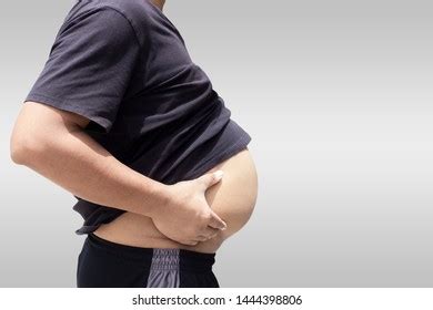 Fat Man Touching His Belly Isolated Stock Photo Shutterstock