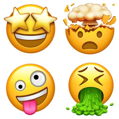 These Emoji Are Star Struck Exploding Head Crazy Face And Vomiting