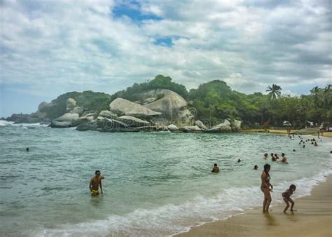 People At Cabo San Juan Beach In Colombia Editorial Photo Image Of