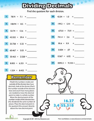 Kindergarten multiplication with decimals worksheets math patterns throughout multiplying decimals worksheets 6th grade. Division with Decimals | Decimals worksheets, Sixth grade ...