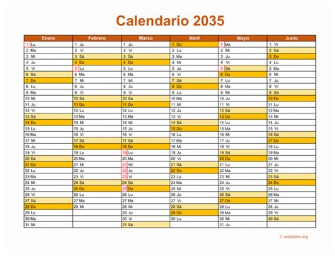 Calendario De México Del 2035 Con Los Días Festivos